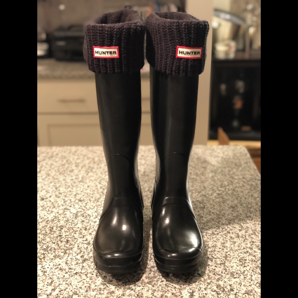 Hunter Original Tall Rain Boots Black Gloss